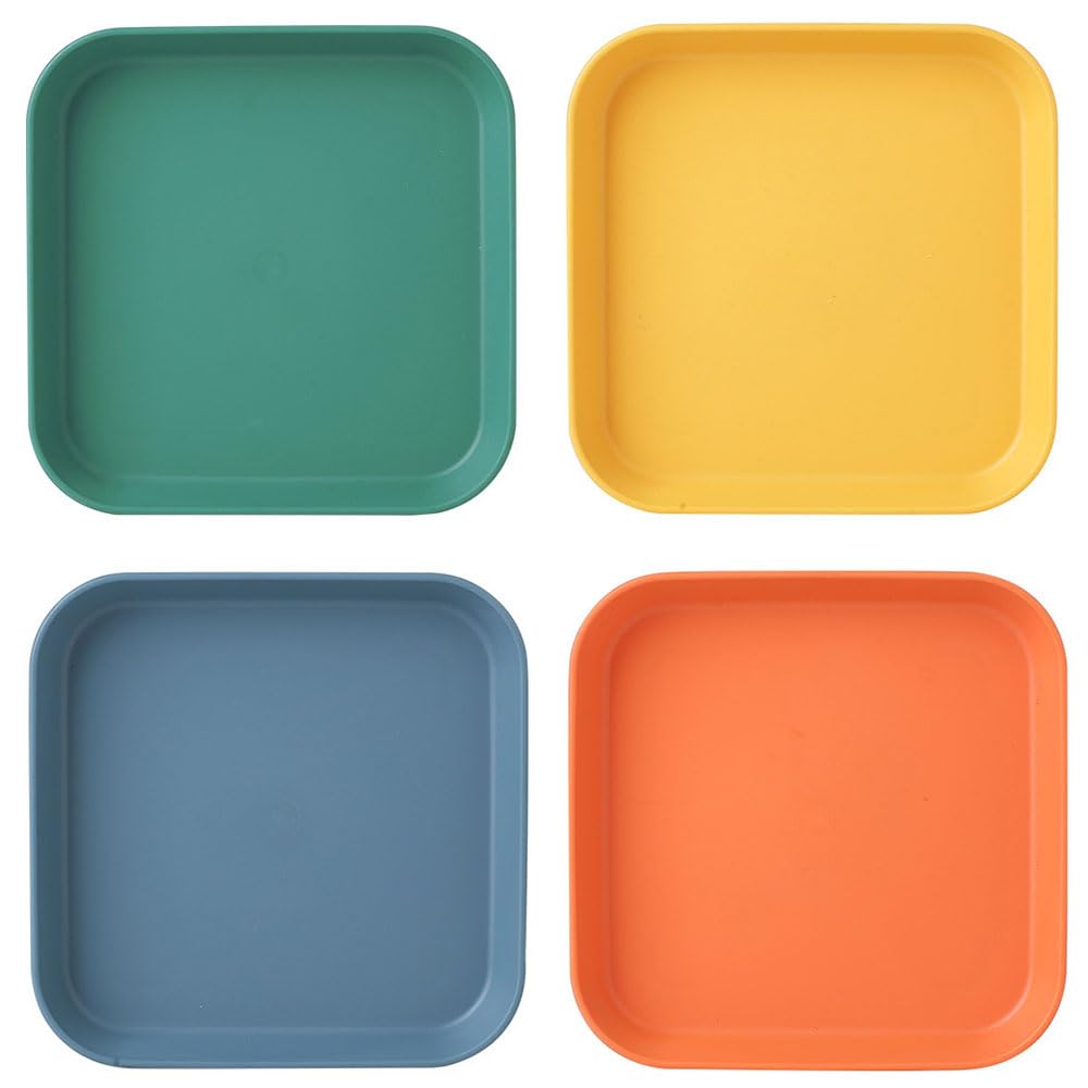 ShaMyiuCnz 4 Pcs Cat Food Dish Square Cat Bowls Shallow Cat Wet Food Flat Cat Bowls Whisker Fatigue Free Cat Food Bowls Cat Dishes for Kittens and Short Legged Cat (pale orange)