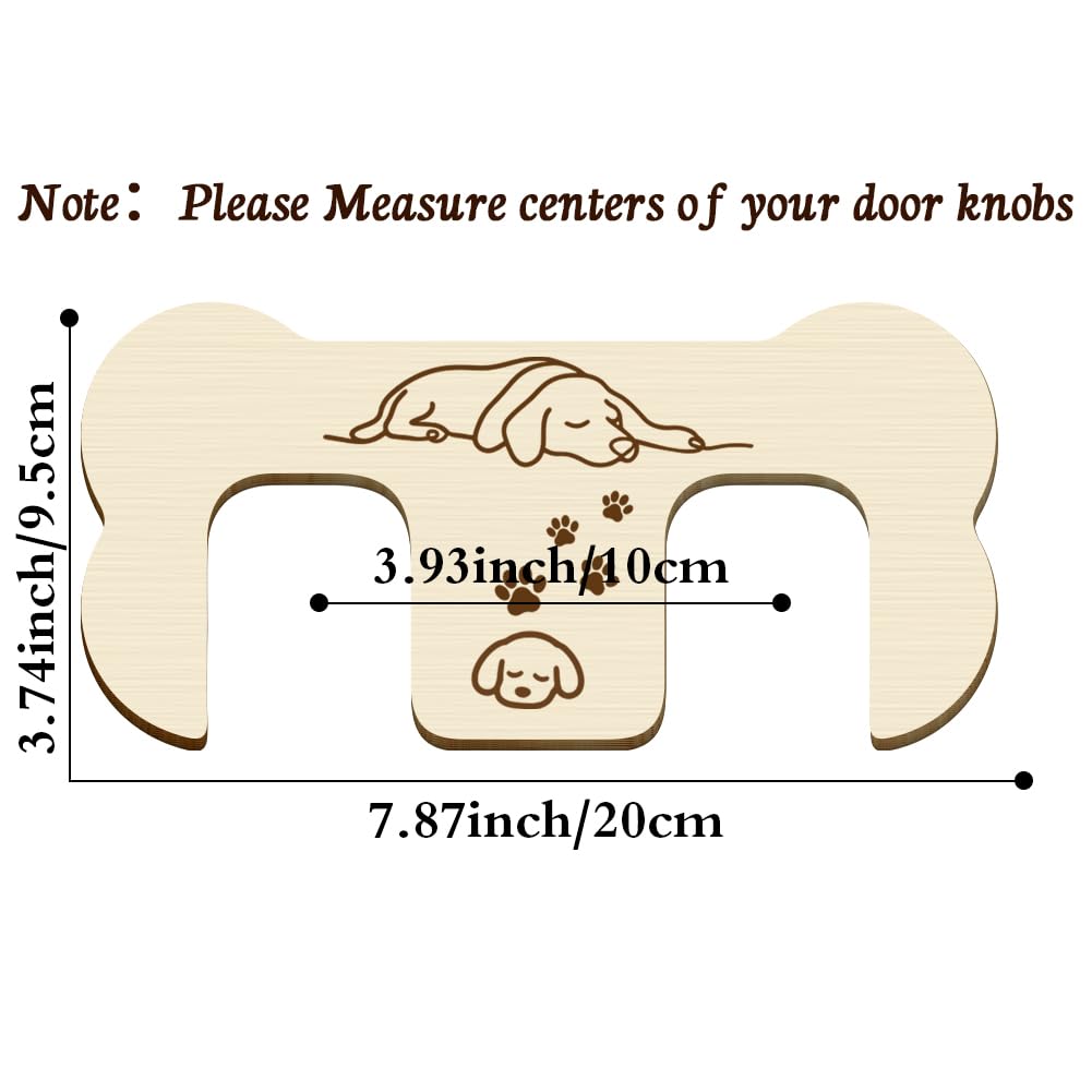 PRESSINART French Door Pet Lock Wooden Double Door Lock Keep Animals Out Paw Print Pattern Pywood Dog Cat Safety Gate Accessory for Indoor Kitchens Wardrobes Living Rooms Bedrooms 7.9 x 3.7 x 0.2 Inch - Image 2