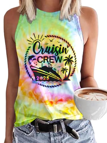 Image of jusgai Girls Trip 2025 Tank Tops for Women Hawaiian Coconut Tree Vintage Tee Summer Vacation Tie Dye Sleeveless Tops(Tie Dye-2, Medium)