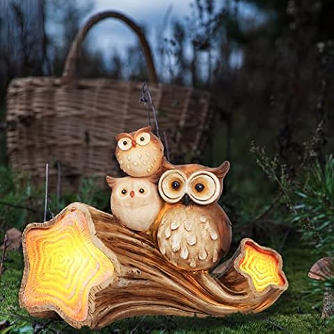 Garden Statue owl Statue, Resin Statue, with Solar LED Lights, Used for Garden Art Decoration, Lawn Decoration, Indoor and Outdoor Decoration Cover