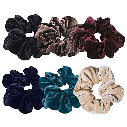 6 Pcs Hair Scrunchies Velvet Elastic Hair Bands Scrunchy Hair Ties Ropes Scrunchie for Women or Girls Hair Accessories - 6 Assorted Colors Scrunchies