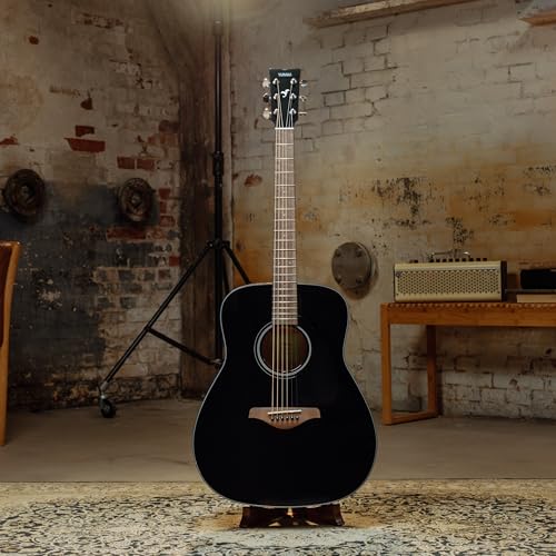 Image of YAMAHA FG800 BL 6-String Dreadnought Acoustic Guitar, Black Finish, Solid Spruce Top, Nato /Okoume Back & Sides, Scalloped Bracing, Right-Handed Guitar for Practice & Performance