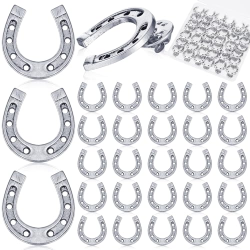 Yinkin 50 Pcs Cowboy Western Lapel Pin Men Women Lucky Horseshoe Lapel Pin Vintage Metal Horseshoe Cowgirl Backpack Party (Silver)