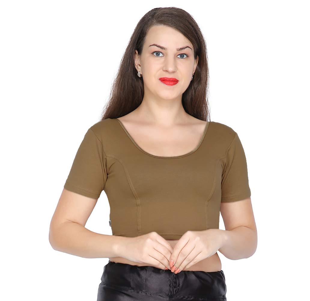 FEMULA Anjali Half Sleeves Stretchable Cotton Lycra Saree Blouse for Women 4