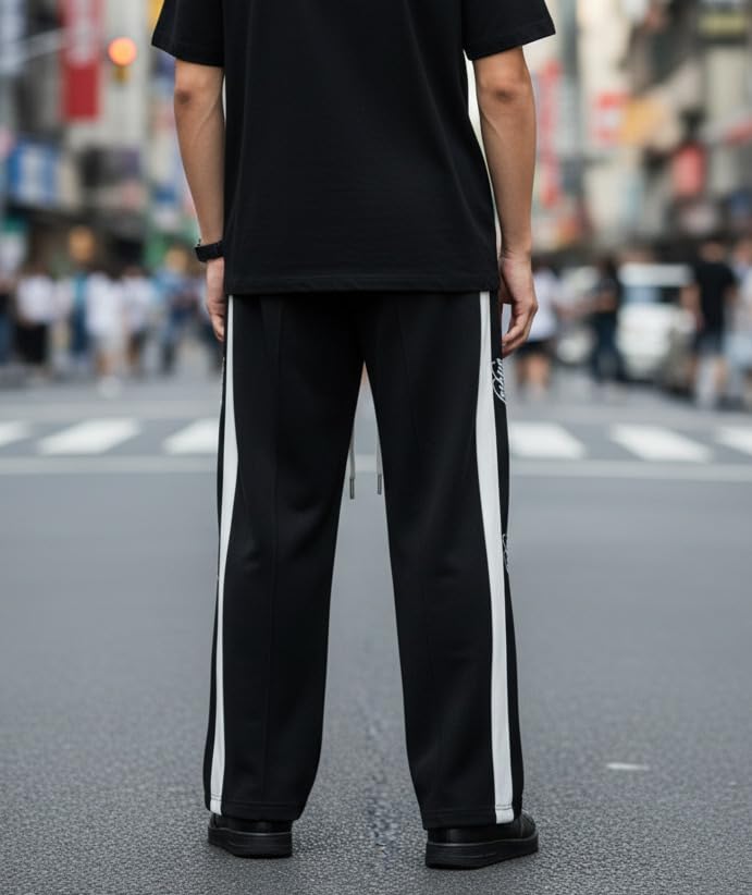 Image of Mack Jonney Men's Striped Track Pants | Side Stripe Design | Regular Fit | Casual & Athleisure Wear |Pack of 1-MMJ-53