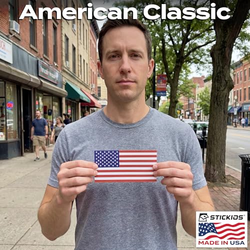 Image of Stickios American Flag Decal Classic Flag - Made in USA | Patriotic Vinyl Bumper Sticker for Cars, Trucks & Windows (5.8 x 3.1 inches)