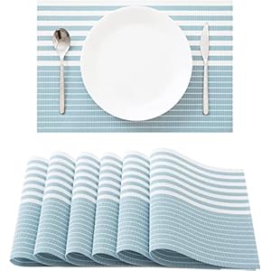 OUME Platzsets 6er Set,rutschfest Abwaschbar Tischsets Tischmatte PVC Abgrifffeste Hitzebeständig Platzdeckchen…