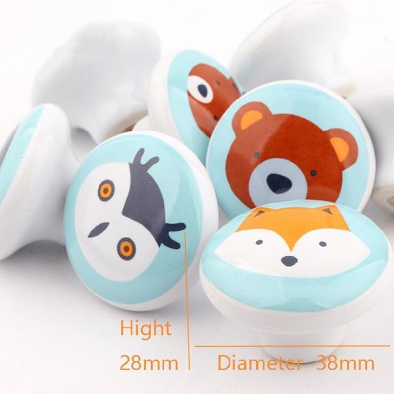 Ceramic Round Single Hole Handle Nordic Pastoral INS Drawer Antique Cabinet Drawer Kitchen Children Room Furniture Pulls - (Color: polar bear)