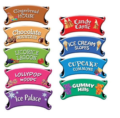 14 in. Candy Land Directional Sign Standup Photo Booth Prop Background Backdrop Party Decoration Decor Scene Setter Cardboard Cutout