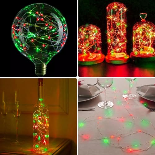 Image of 3 Pack Christmas Fairy Lights Battery Operated with Remote Red and Green | Each 80LED 26FT, 8 Modes, Timer, Waterproof & Cuttable Wire, Christmas String Lights Twinkle for Holiday Party Room DIY Decor