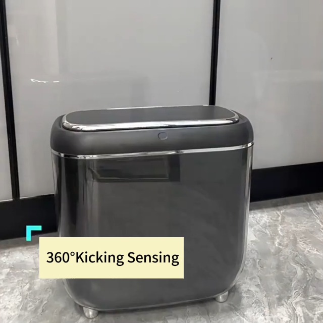 Image of Slim Bathroom Trash Can with Lid 3.7 Gal Rechargable Smart Motion Sensor Trash Can Bedroom Automatic Touchless Garbage Can with Lid Trash Bin for Bathroom Bedroom Office Kitchen