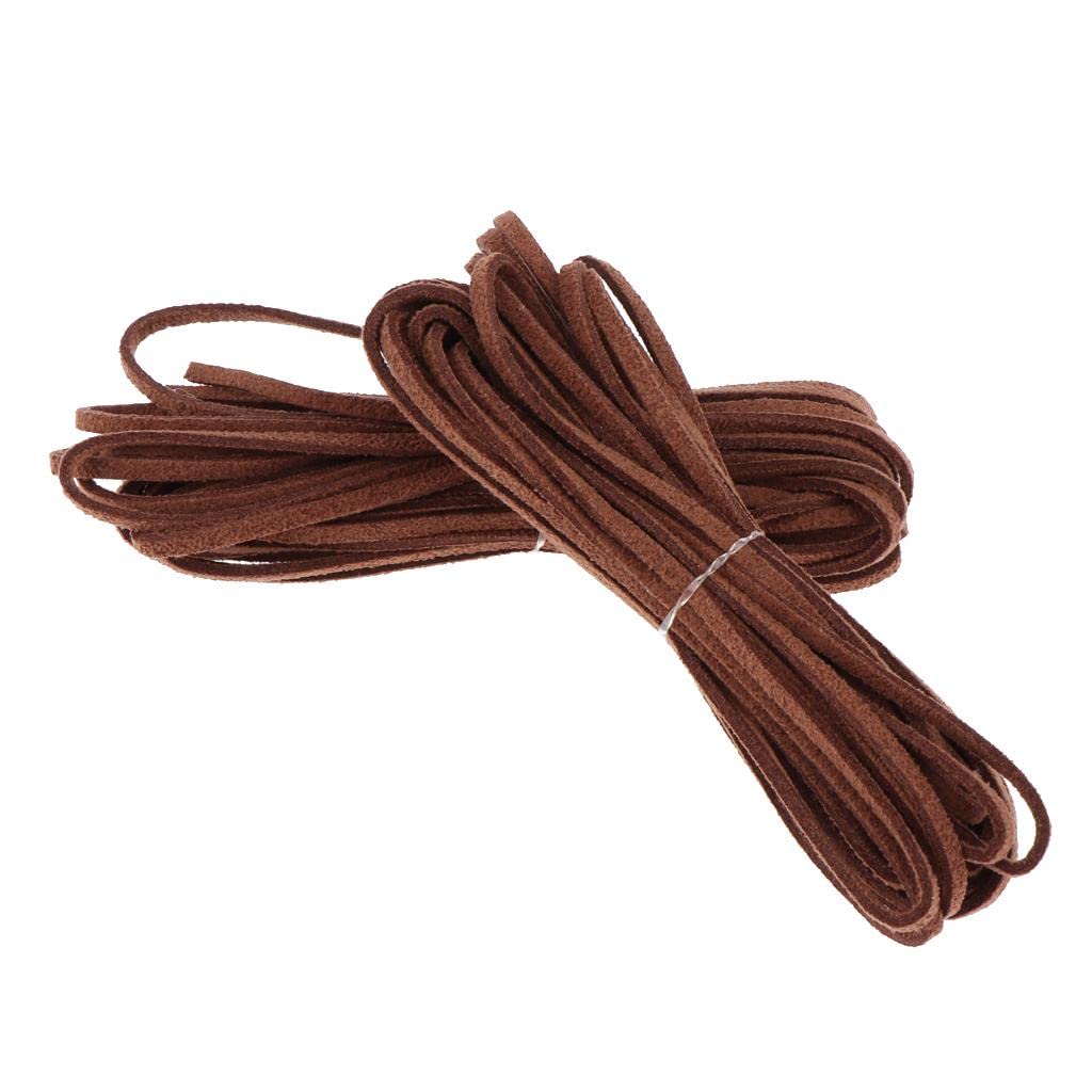 FABLOFT 2pcs 3mm Flat Leather Strip Cord Braiding String 5 Yards Dark Brown-image-14