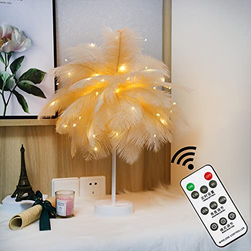 GUOCHENG Ostrich Feather Night Light LED Decorative...