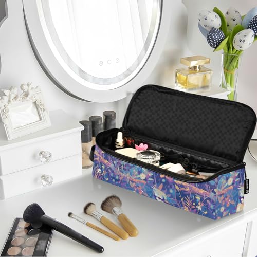 linqin Art Bolsa de viaje para herramientas de cabello Blue Birds para mujer con alfombrilla resistente al calor organizador para planchas, alisadores, rizadores de cabello y accesorios miniatura 6