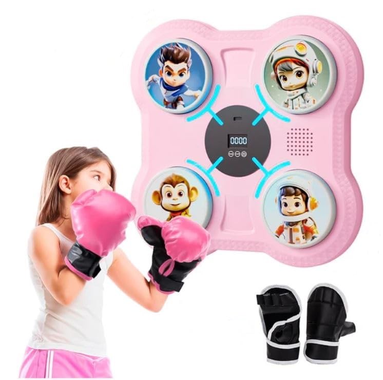 Earwig Music Boxing Machine, with Gloves Smart Bluetooth Boxing Trainer Boxing Wall Mount Machine for Adults Kids,Boxing Target Workout Equipment for Home, Office, LED Lighting (EW-06)