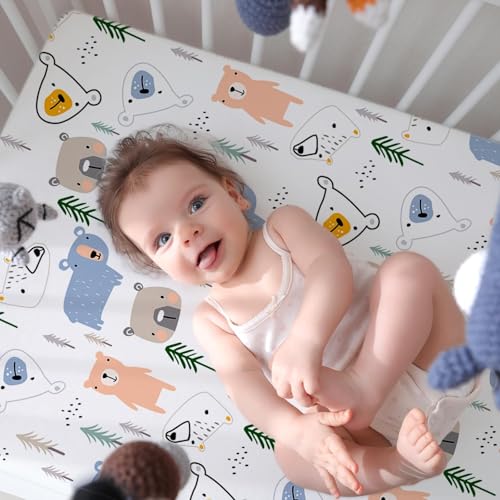 Image of Little Grape Land 4 Pack Baby Crib Sheets for Standard Crib Mattress,52x28
