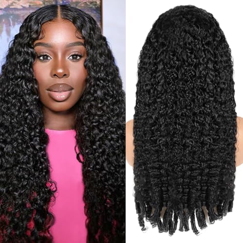Mihugass Jet Black Burmese Curly Wigs Human Hair 13x6 Lace Front Wigs 250 Density Brazilian Full Lace Human Hair Wigs Preplucked With Baby Hair 250 Density(28 inch)