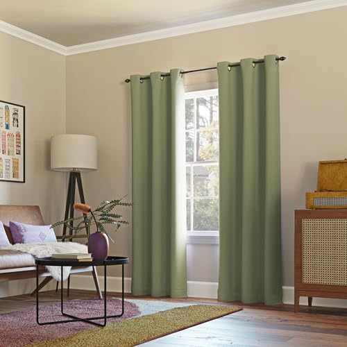 Image of Sun Zero Easton Energy Saving Blackout Grommet Curtain Panel, 40 inch x 84 inch, Sage Green