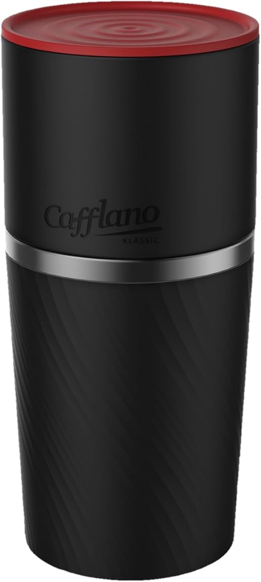 Cafflano Klassic : All-in-1, Drip Kettle+Grinder+Permanent Stainless Filter Dripper+Double-wall Tumbler, Pourover, Coffee Maker for Camping & Travel