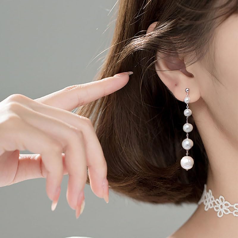 SLUYNZ Sterling Silver Pearl Earrings Dangle for Women Teens Wedding Pearl Drop Earrings for Brides3