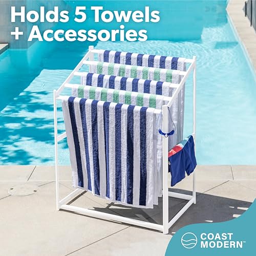 Coast Modern Pool Towel Rack – 5 Beach Towel PVC Drying Rack for Outdoor & Indoor Use