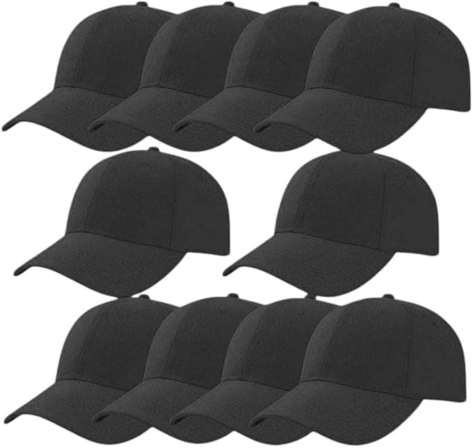 Lot de 10 casquettes de baseball pour homme et femme, taille réglable