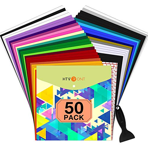 Htvront Permanent Vinyl, Adhesive Vinyl For Cricut - 45 Vinyl Sheets 12" X 12" & 5 Transfer Tape Sheets Set For Craft Projects, Signs, Scrapbooking (Multi Color 50Pack) #TOP17