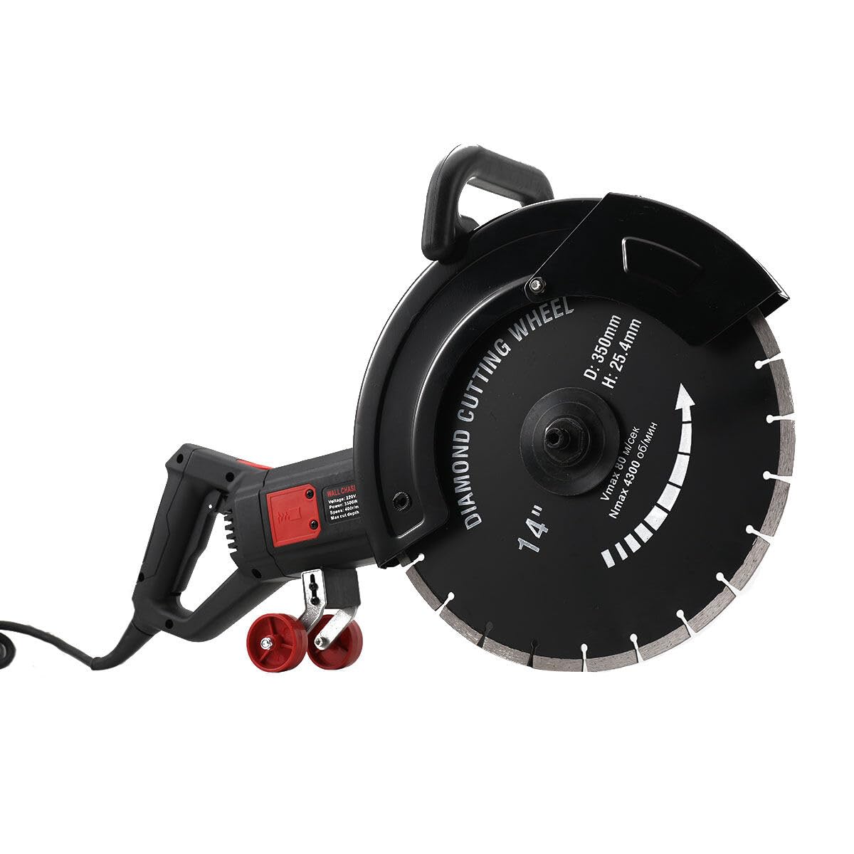 Rainureuse électrique 3200 W - 4000 tr/min - Découpe du béton - Rainureuse à sec - Coupe-mur - Avec lame de scie de 350 mm - Pour maçonnerie