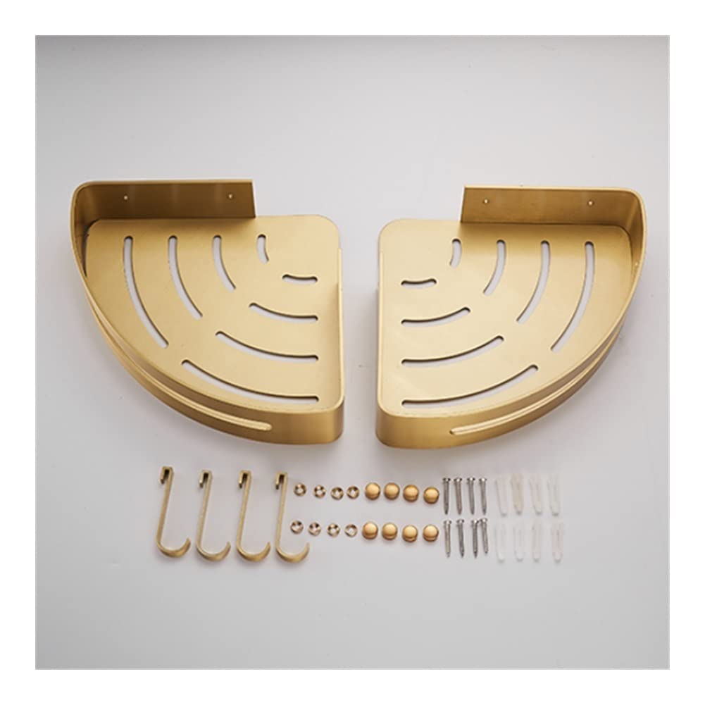 Estantes Flotantes para Baño, Esquina, Ducha, Estante de Baño, Estante de Baño Montado en la Pared, Soporte de Champú de Aluminio Dorado Cepillado, Organizador de Cosméticos, Estante/R Oro C