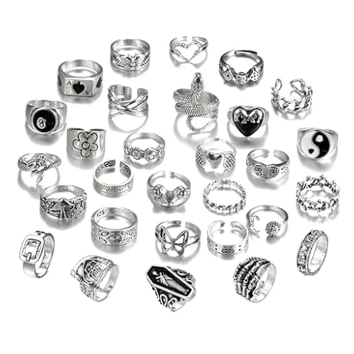 Hifot 29 Piezas Set Punk Anillos Plata, Nudillos Goticos, Serpiente Mariposa Corazon Y2k | Ya disponible en tu tienda friki favorita! En mundofriki.es!