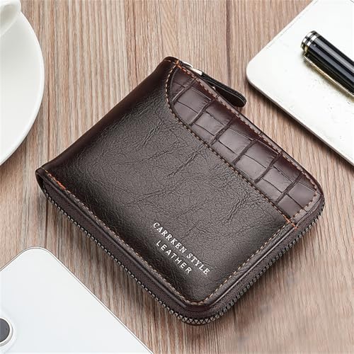 Generic Men Wallets Small Bifold Leather Pocket Wallet Mini Short Purse (Dark brown), JL87462