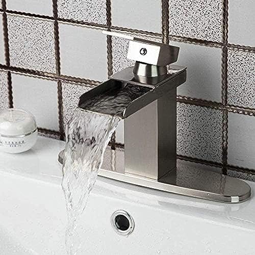 Robinet de salle de bains en laiton avec mélangeurs de cascade et plaque