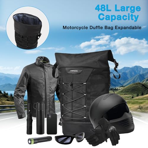 Leopauto Bolsa traseira de motocicleta, impermeável, bolsa seca para motocicleta, mala de viagem com