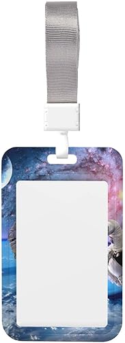 Astronauta Planet ID Card Protective Shell Badge Clip Removable Neck Band Rigid Plastic Transparent Clip Slot