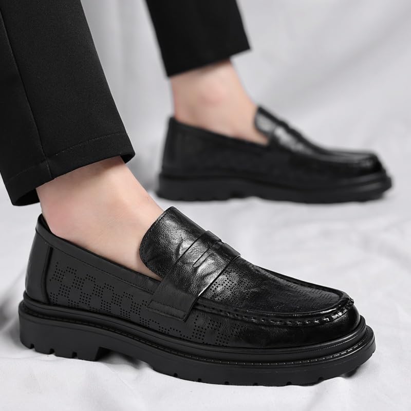 Men's Loafers Classic Slip On Dress Shoes Business Classic Genuine Men's Rubber Soft Sole Breathable Lining Lightweight Shoes2