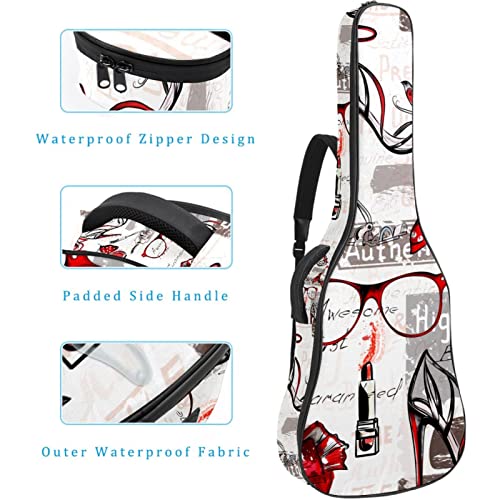 Étui rembourré imperméable Oxford avec bandoulière réglable pour guitare Rouge à lèvres - Les Beatles, Paul McCartney, John Lennon, RIngo Starr, George Harrison Étui rembourré imperméable Oxford avec bandoulière réglable pour guitare Rouge à lèvres – Image 5