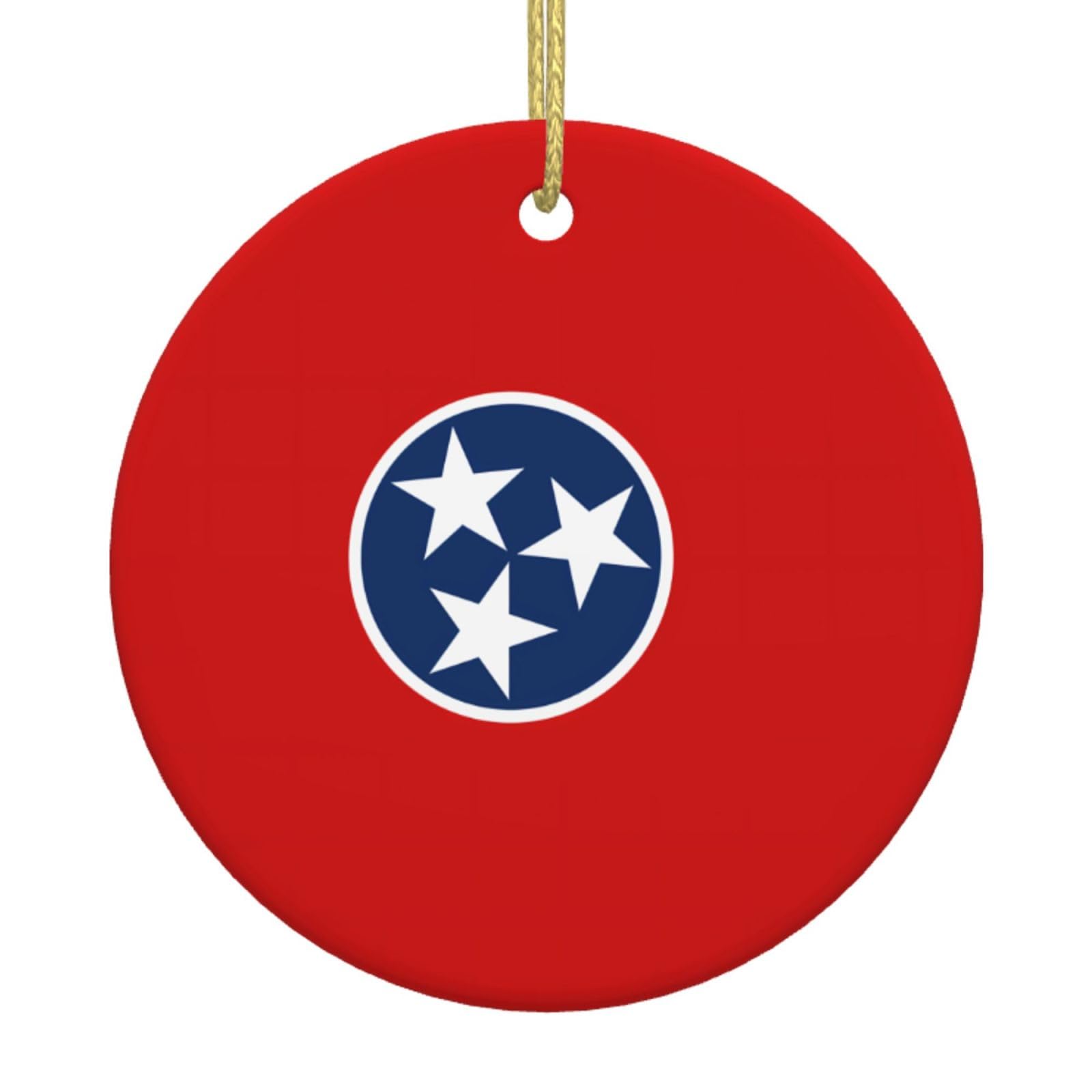 Tennessee State Flag Printed Christmas Tree Ceramic Ornaments Holiday Decoration Christmas Unique Pendant for Christmas Party