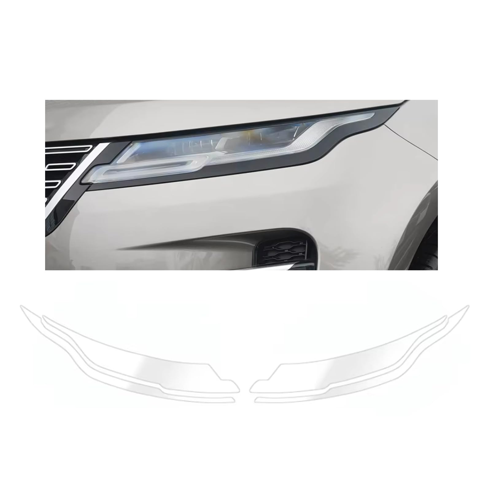Headlight Film for Land Rover Range Rover Evoque 2019-2026, 1Set Transparent/Smoke Black Car Headlight TPU Protective Film