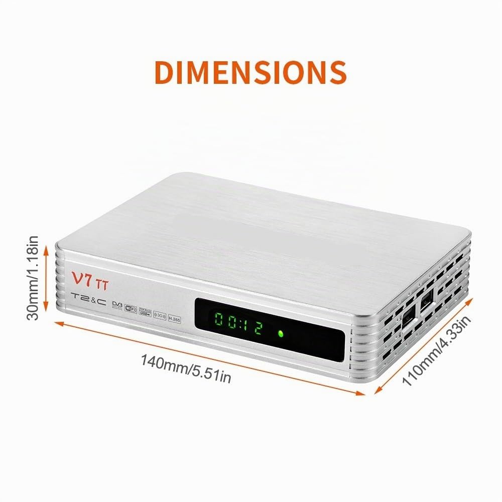 Détecteur de Satellite, Décodeur TNT V7 TT DVB-T/T2 Récepteur TV terrestre H.265 10 bits Full HD 1080p Câble avec antenne WiFi USB/Ethernet