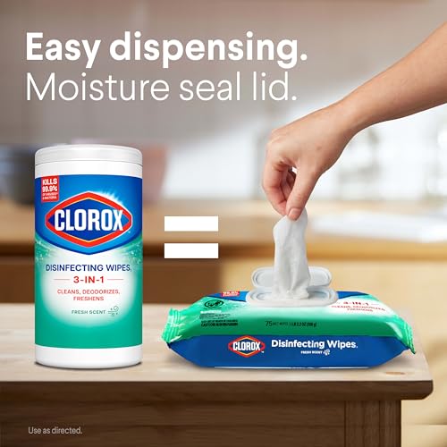 Clorox Disinfecting Wipes Flex Pack, Bleach Free, Fresh Scent, 75 Count, Pack of 3 (Pack May Vary) - Image 5