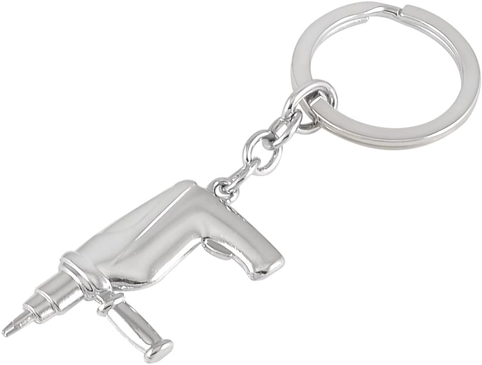 Metal 1.3" Dia Split Ring Gun Model Pendant Decoration Key Ring Silver Tone