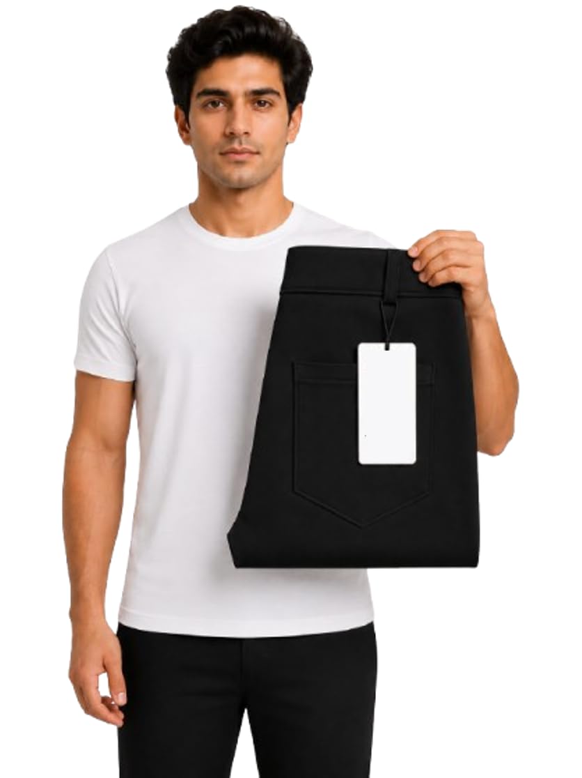 Men's Formal Slim Fit Pants | Comfortable Office Wear Trousers with Button Closure & Side Pockets-picture-10