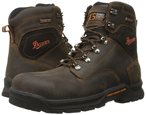 Danner 6” Crafter Composite Toe Work Boots for Men - Waterproof Oiled Nubuck Leather Comfort System & Traction Heel Outsole, EH Resistant, Brown - 9.5 D