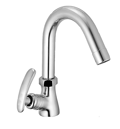 Player Bathroom Fittings Pillar Cock Swan Neck Tap for Bathroom_(Silver)_PP23