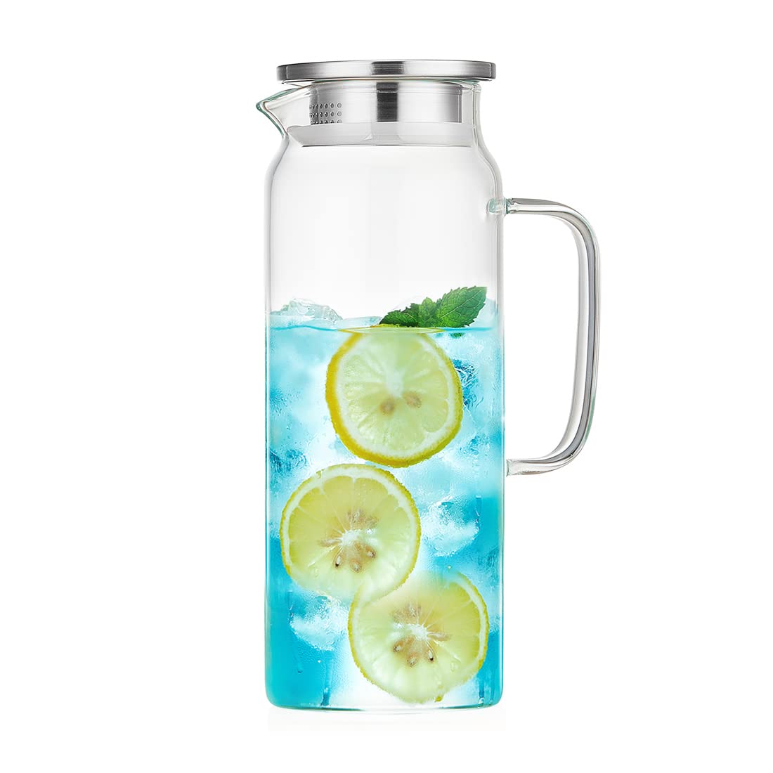 Buy RHYTHM Glass Pitcher (53 oz) with Stainless Steel Lid and Spout