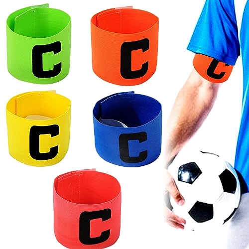 KQNM Brazaletes de capitán de fútbol, brazaletes de capitán de fútbol, brazaletes de capitán de fútbol elásticos Ajustables, fútbol y Rugby Deportivo para niños Adultos, Juego de 5