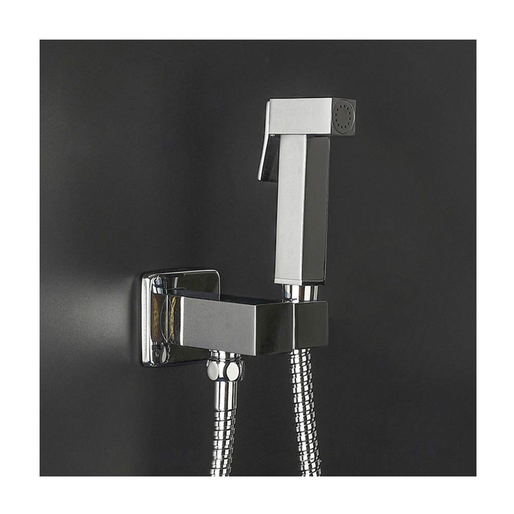 Spruzzatore per bidet con doccetta singola in ottone freddo, portatile, per doccia, doccia, bidet, rubinetto per l'igiene personale, nero (cromato
