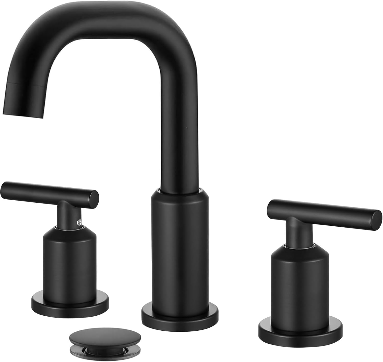 gotonovo 8 Inch Widespread Bathroom Sink Faucet 3 Hole 2 Handles Lavatory Basin with Pop Up Drain with Hot and Cold Mixer Valves Vintage Matte Black