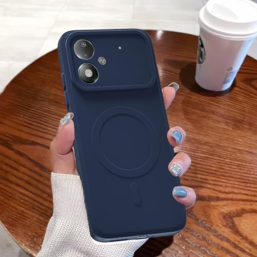 Image of Outlouders Back Cover for Poco M8 Power 5G | Soft Matte Silicone | Slim Fit | Magnetic-Safe Logo Design (Magnetic-Safe Not Compatible) | Shockproof | Camera Protection Bumper Case (Blue)