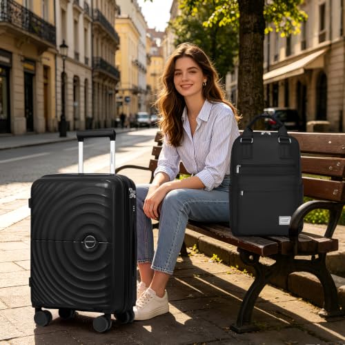 Image of LARVENDER Expandable Carry On 3 Piece Luggage Set with Backpack 20 Inch